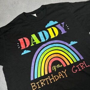 NEW Daddy of the Birthday‎ Girl T-Shirt Mens XL Rainbow Graphic Tee